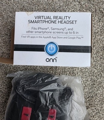 ONN Virtual Reality Smartphone Headset iPhone Samsung Screens up to 6'' Red