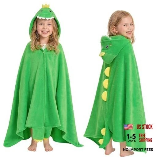 Hooded Towel for Kids, 30" x 53" Soft Thick Bath Beach Towel for 3-12 Dinosaur