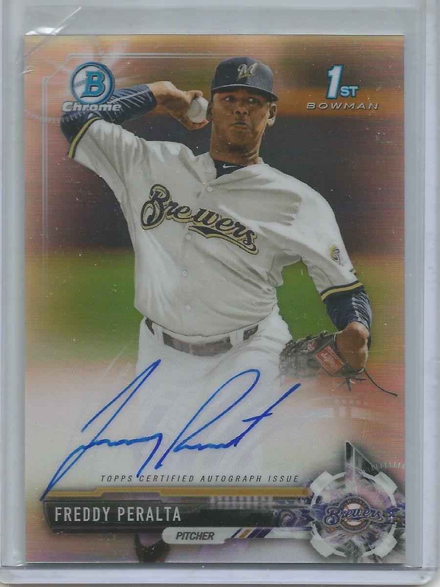 Freddy Peralta 2017 Bowman Chrome Refractor Autograph Rookie #475/499