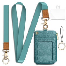 Lanyard Wallet with Holder, Blue RFID Small Keychain Wallet Wristlet, Minimal...