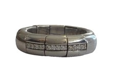 ROBERT DEMEGLIO 18K WG PURA 3 DIAMOND BAR STATIONS EXTENSIBLE RING SIZE 6.5