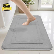 Super Soft Memory Foam Bath Mats for Bathroom Floor Shower & Tub, Grey Bathroom 