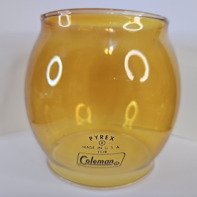 #ad Vintage Coleman Amber Globe Black Letter Pyrex USA Fits 200A 242 No. 690A051 $84.99