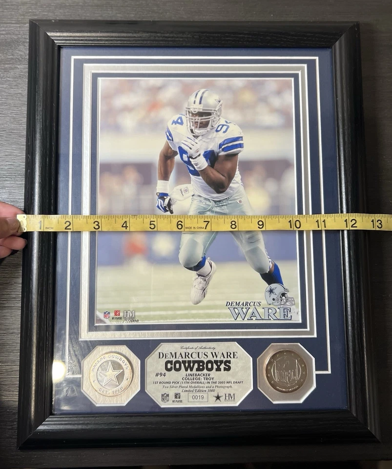 Moneda de plata DeMarcus Ware Dallas Cowboys edición limitada Foto con marco Highland Mint Foto 4 de 4