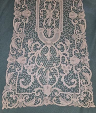 Point De Venise Needle Lace Table Runner, Dresser Scarf, Antique