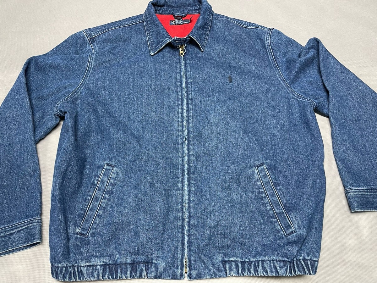 Vintage 90s Polo Ralph Lauren Denim Bomber Jacket Flannel