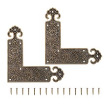 Decorative Corner Protectors 2Pcs Brass Furniture Corner Guards L Shape Retro...