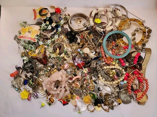 Vintage Lot Costume Jewelry Wear Repair Crafts Repurpose Junk Drawer 3+ Pounds