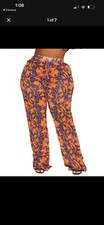 pretty little thing Plus Orange Print Beach Flares Size 22