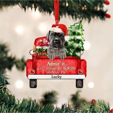 Cane Corso On The Red Truck Acrylic Christmas Ornament Dog Ornament