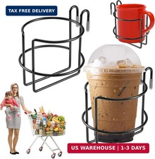 2 Pcs Shopping Cart Cup Holder with Bottom Bar, Updated Portable Cup Holder Reus