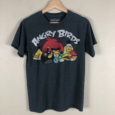 Angry Birds Shirt Adults Small S Black Cotton Blend Graphic Tee Colorful Casual