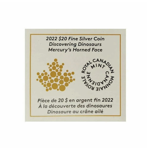 2022 Canada $20 1oz Discovering Dinosaurs Mercury's Horned Face Silver .9999 - Picture 5 of 5