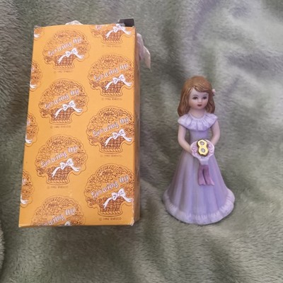 Vintage 1981 Enesco Growing Up Birthday Girl Age 8 Blonde Porcelain Figurine