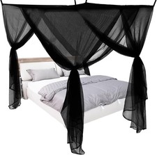 4 Corners Mosquito Net Bed Canopy for Single Twin Full Size, Rectangular Bed Cur