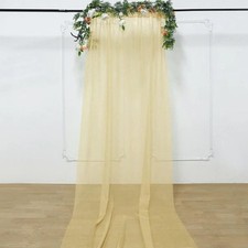 CHAMPAGNE 5ft x 14ft Premium Chiffon SHEER CURTAIN Window Drape Panel Party