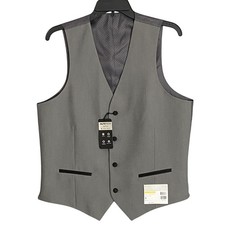 Alfani Tuxedo Vest Men's Small Slim Fit Stretch Fabric Grey  Black NEW