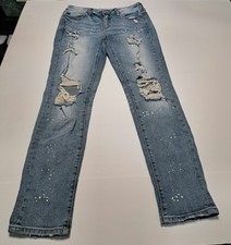 Kancan Straight Jeans Women's Size 3/25 Distressed Blue Light Wash Denim