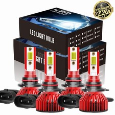 9005 9006 LED Headlights Kit Combo Bulbs 6000K Hi Low Beam Super White Bright 4x