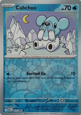 025/086 Cubchoo Reverse Holo Black Bolt Pokemon Karte