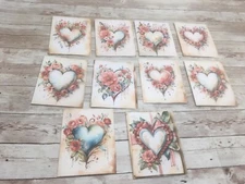 10 Country Hearts - All Occasions Blank Note Cards with Envelopes - Antique Pink