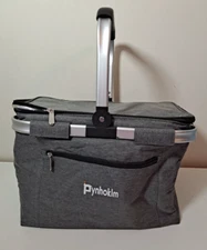 Pynhoklm Thermal picnic basket Cooler Gray Collapsible 14"x10.5"x8"
