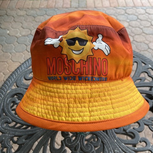 Cappello a secchio Moschino Couture arancione nuvola sole in tutto il mondo malvagità taglia M nuovo con etichette - Foto 2 di 14
