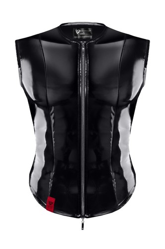 Mens Vinyl Black Zipped Tank Top - Picture 8 of 11