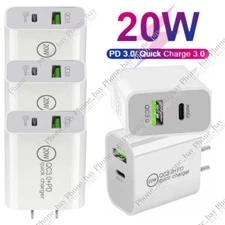 20W PD USB C Wall Charger Fast Charge QC 3.0 Power Adapter Dual Ports For iPhone