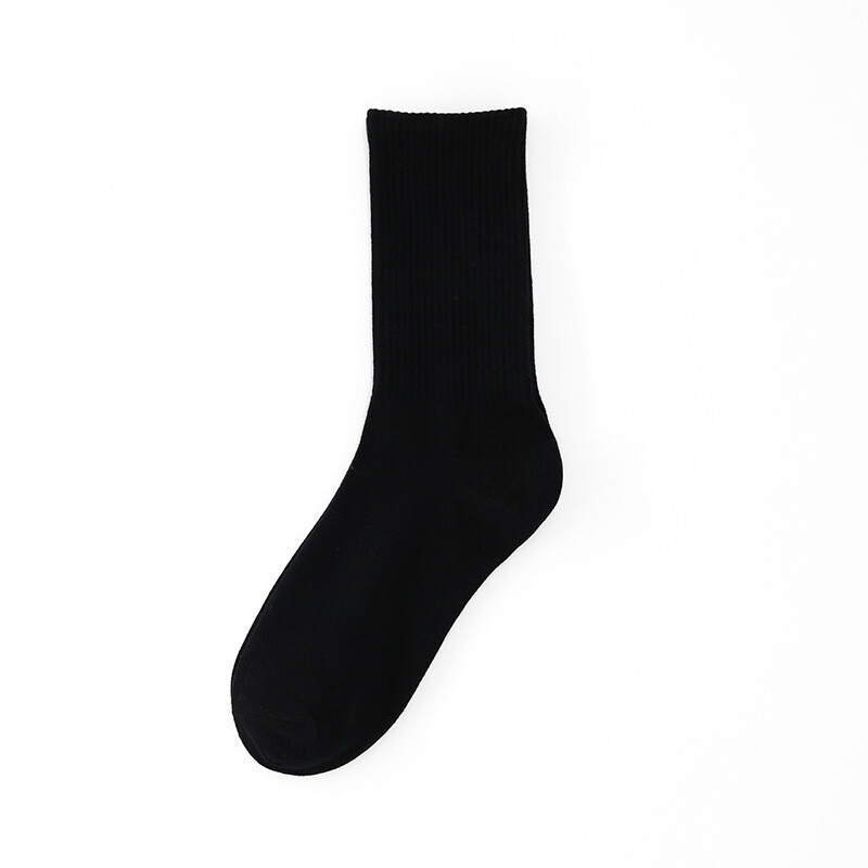 5 Pairs of men's autumn solid cotton socks black and white simple stockings