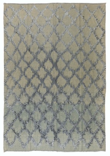 8x10 Ft Gray Color Diamond Pattern Mohair Tulu Kilim Rug, Wool Floor ...