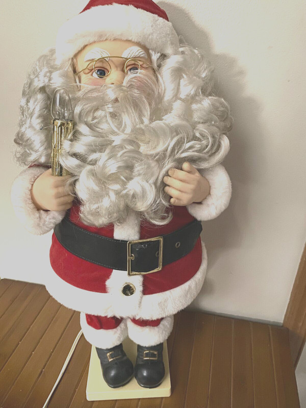 VINTAGE ANIMATED ILLUMINATED SANTA CLAUS MOTIONETTE WITH LIGHTED CANDLE 27"