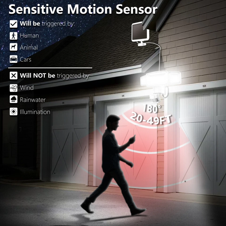 Solar Lights Outdoor Super Bright LED Solar Motion Sensor Lights 1500LM 5000K - Image 2 of 4