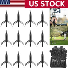 12Pcs 2 Blade Expandable Broadheads Arrowheads 100 Grain Archery Hunting w/ Box