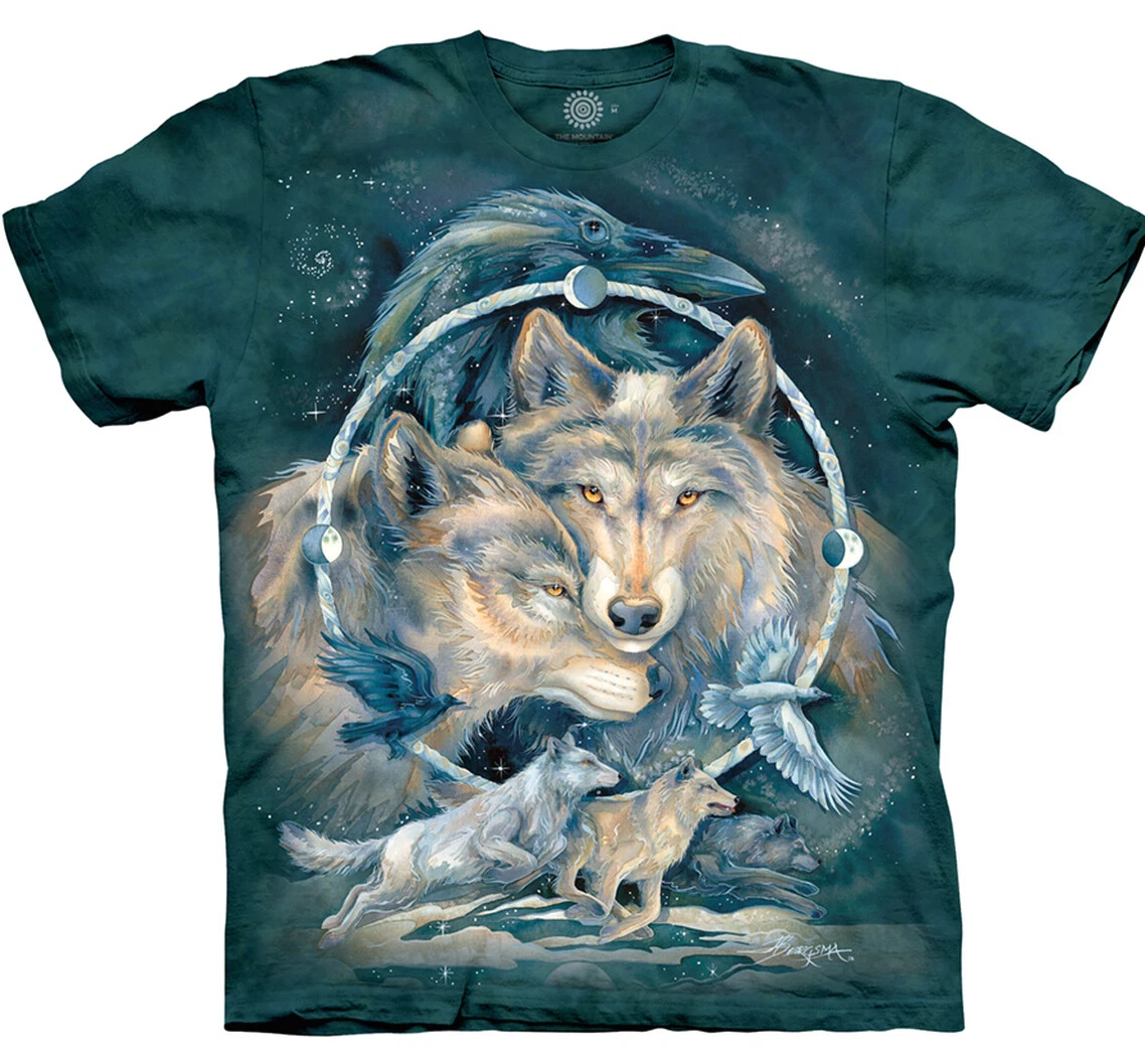 Wolf In Spirit I Am Free Wolves Bird Native American Blue Mountain T-Shirt S-3X
