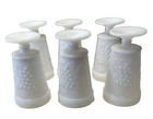 White Milk Glass Glasses Footed Tall Goblets Grape Pattern Set Of  6 Vintage