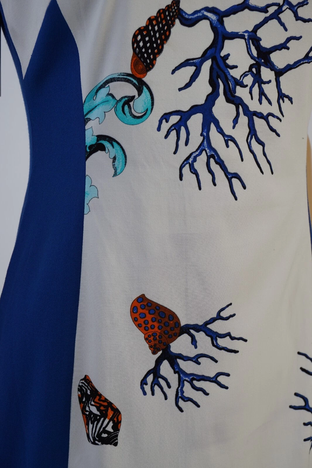 Raro Abito Donna Collezione Versace Stampa Corallo Bianco Blu Taglia 44 Made in Italy