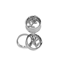 Pair of Ear Plugs Screw Fit Surgical Steel Vintage Rose Flower Design Jewelry