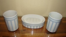 Bathroom Soap Dish Two Cups Saturday Knight Ltd Japan Blue Stripe