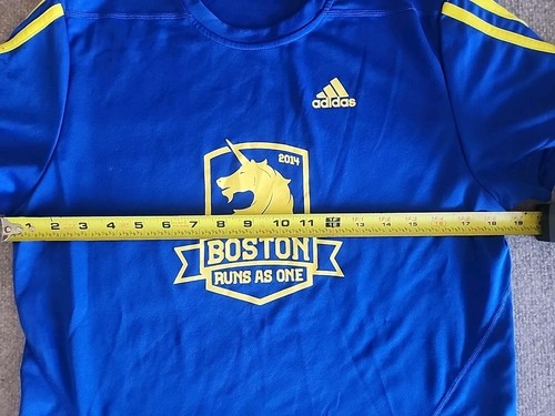 Adidas 2014 BOSTON RUNS AS ONE Climalite Blue /Yellow Short Sleeve Shirt S *READ - 第 6/9 張圖片