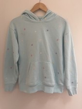 Champion Womens Colorful Logo Print Cozy Fleece Pullover Hoodie Light Blue Jr XL