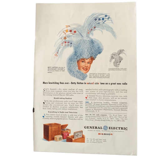Vintage 1945 General Electric Radio Betty Hutton Ad Advertisement - Picture 4 of 5
