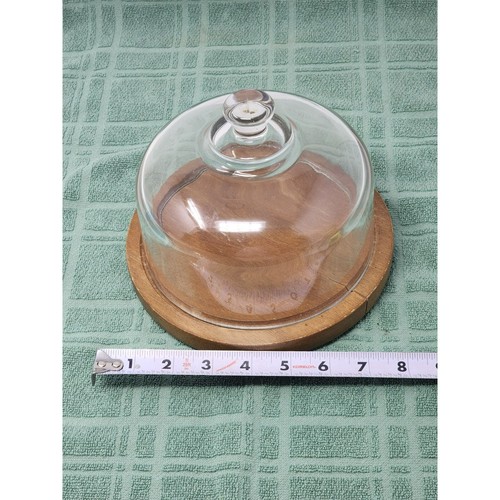 Vintage Goodwood Cheese Tray Glass Dome Wood Base Holiday Decor Party - Bild 10 von 11