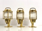 Lot de 3 anciennes lanternes marines en laiton - lampes de bateau nautique vi...