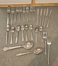 Silverware Flatware Random Mixed Lot some serving spoons & forks 25 pieces