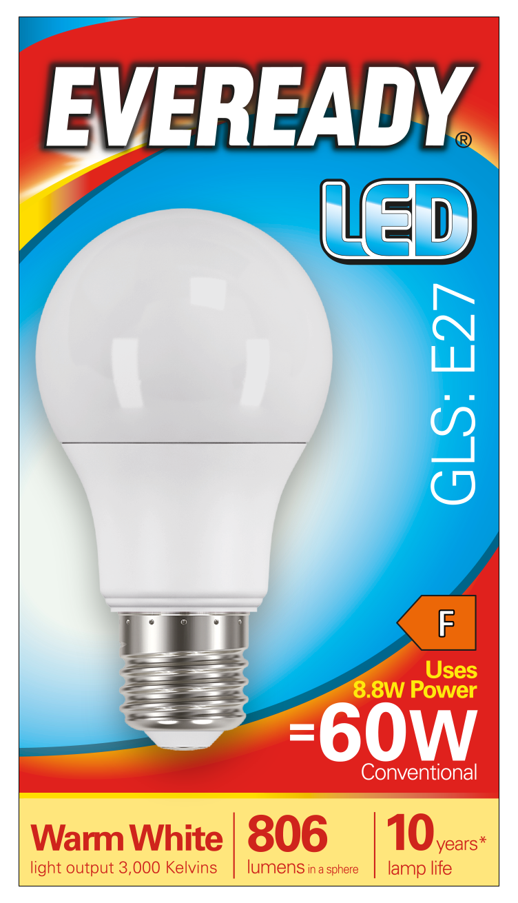 Eveready 8.8W (=60W) ES GLS Opal Warm White LED Light Bulb