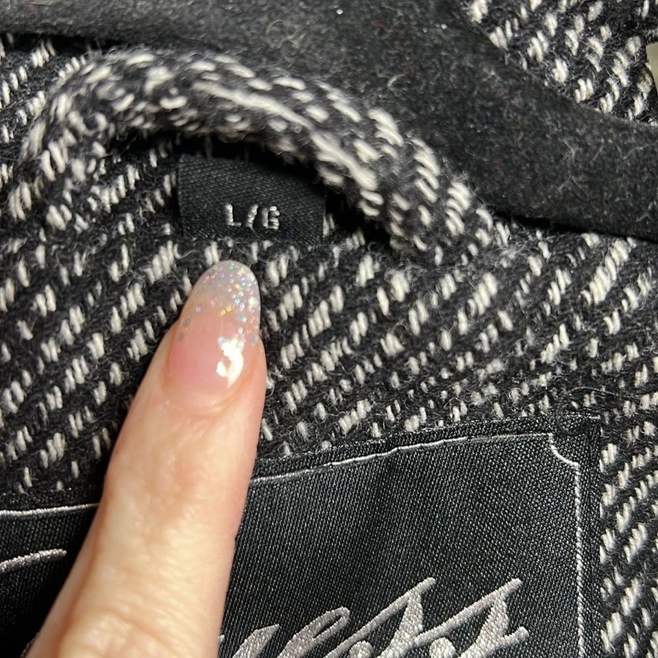 Guess твидовая елочка Moto шерсти смесь зимние Тренч куртка женский размер L - Изображение 4 из 4