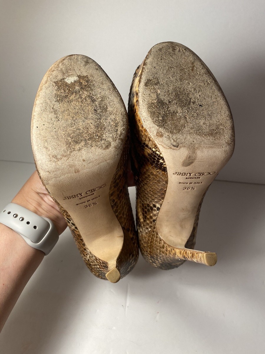 Jimmy Choo Open Toe Snakeskin Pumps High Heels Python 36.5/6 | eBay