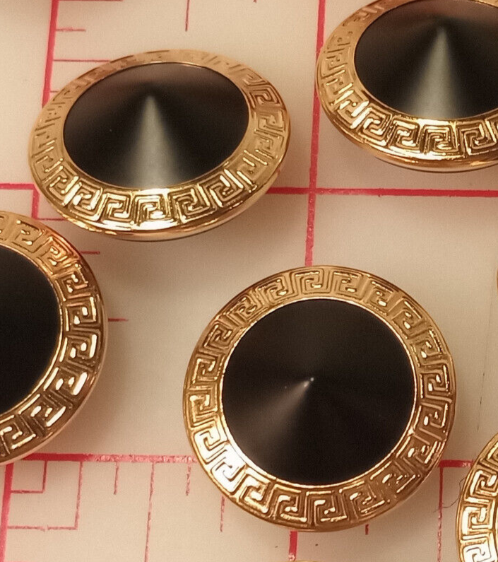 Shank Button Gold Rim 14 LARGE Fine Matte Black Metal Shank Buttons With Engraved Gold Rim 1 ...