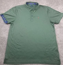 William Murray Polo Shirt Mens Extra Large Green Performance Tartan Trim Golf